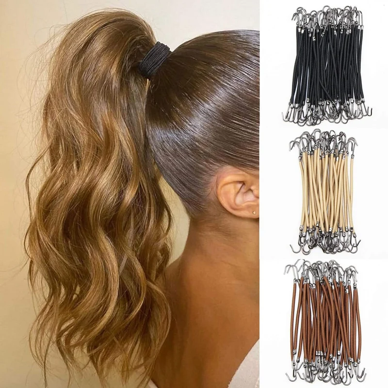 5 Stück Pferdeschwanz Gummi Elastische Haken Haarbänder für Frauen Mädchen Gummihaken Haarzubehör Styling-Tools Halter Bungee Bänder