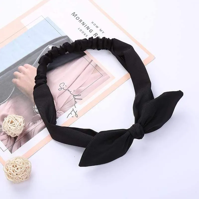 Frauen Kaninchen Ohr Druck Stirnbänder Retro Haar Zubehör geknotete Turban Bandage Bandanas Haarband Kopfwickel Haarbänder
