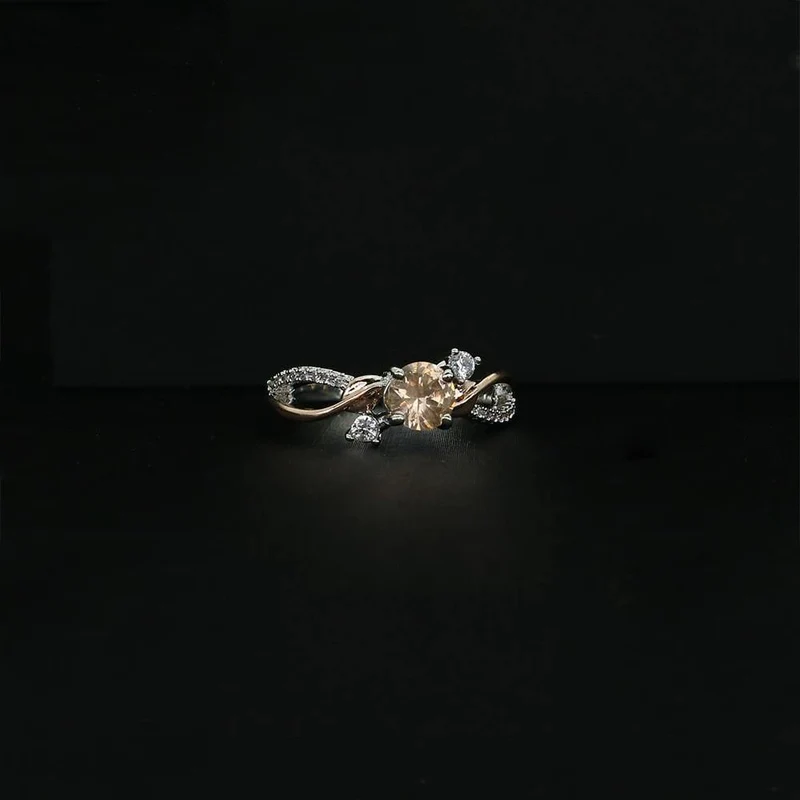 Rose Gold Blatt Zirkon Damen Ring Edelstahl Strass Ring Damen Schmuck Zubehör