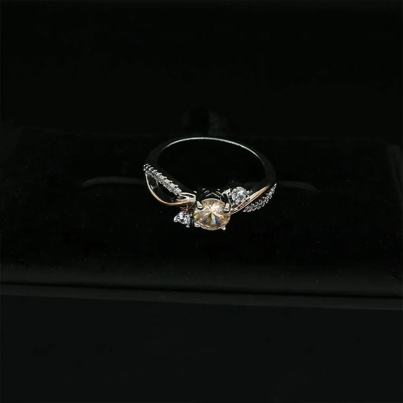 Rose Gold Blatt Zirkon Damen Ring Edelstahl Strass Ring Damen Schmuck Zubehör
