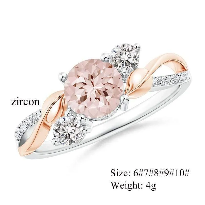 Rose Gold Blatt Zirkon Damen Ring Edelstahl Strass Ring Damen Schmuck Zubehör