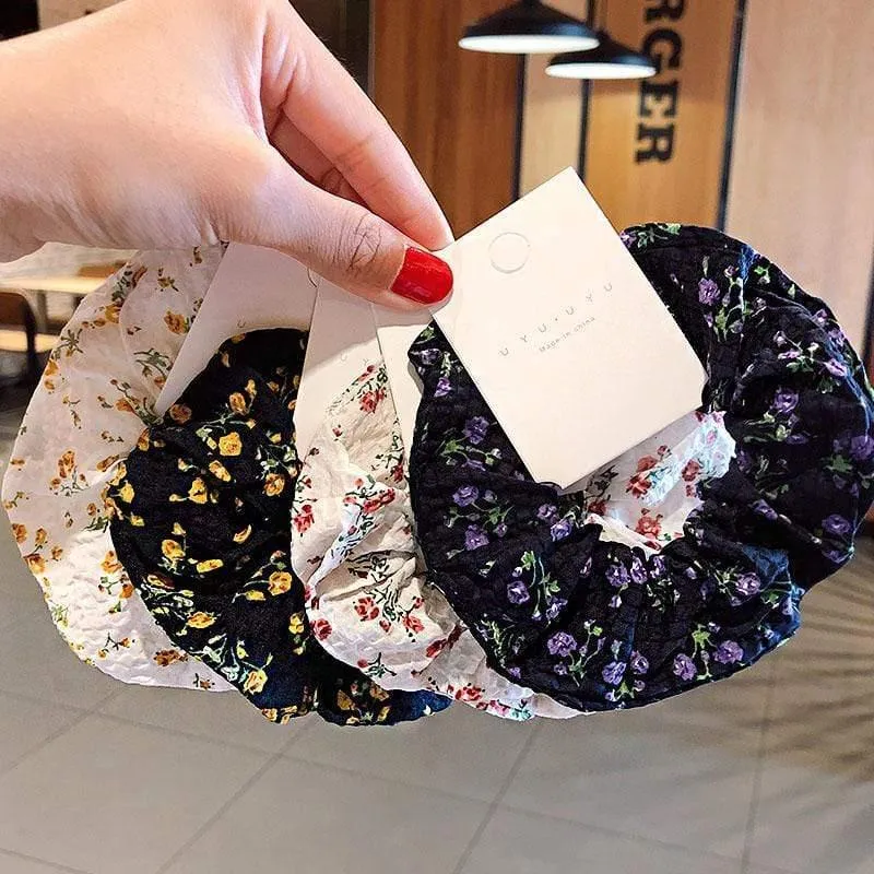 Frauen Elegant Print Blume Elastische Haarbänder Pferdeschwanzhalter Süße Scrunchie Gummibänder Haarhalter Mode Haarschmuck