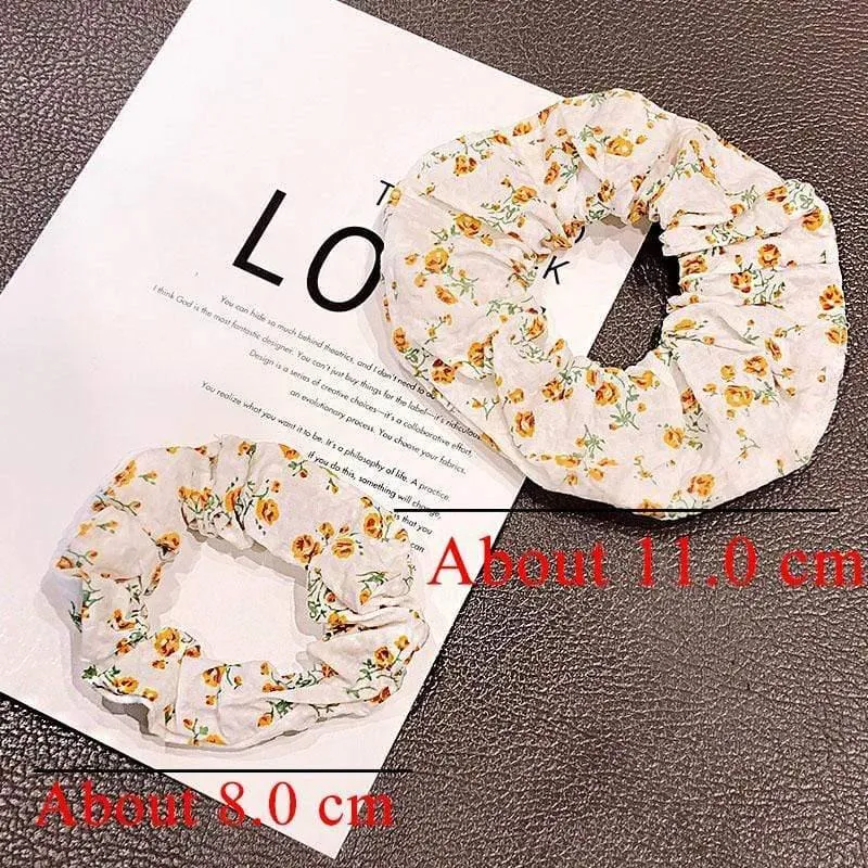 Frauen Elegant Print Blume Elastische Haarbänder Pferdeschwanzhalter Süße Scrunchie Gummibänder Haarhalter Mode Haarschmuck