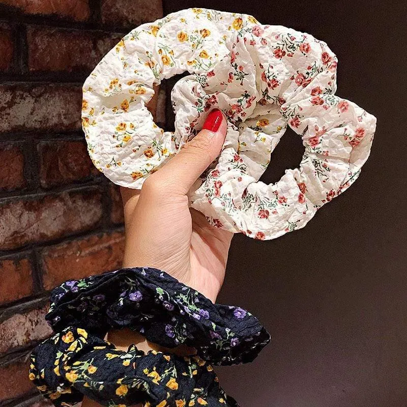Frauen Elegant Print Blume Elastische Haarbänder Pferdeschwanzhalter Süße Scrunchie Gummibänder Haarhalter Mode Haarschmuck