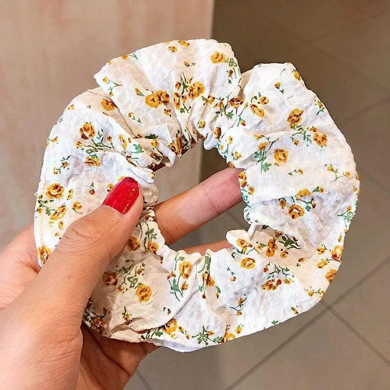 Frauen Elegant Print Blume Elastische Haarbänder Pferdeschwanzhalter Süße Scrunchie Gummibänder Haarhalter Mode Haarschmuck