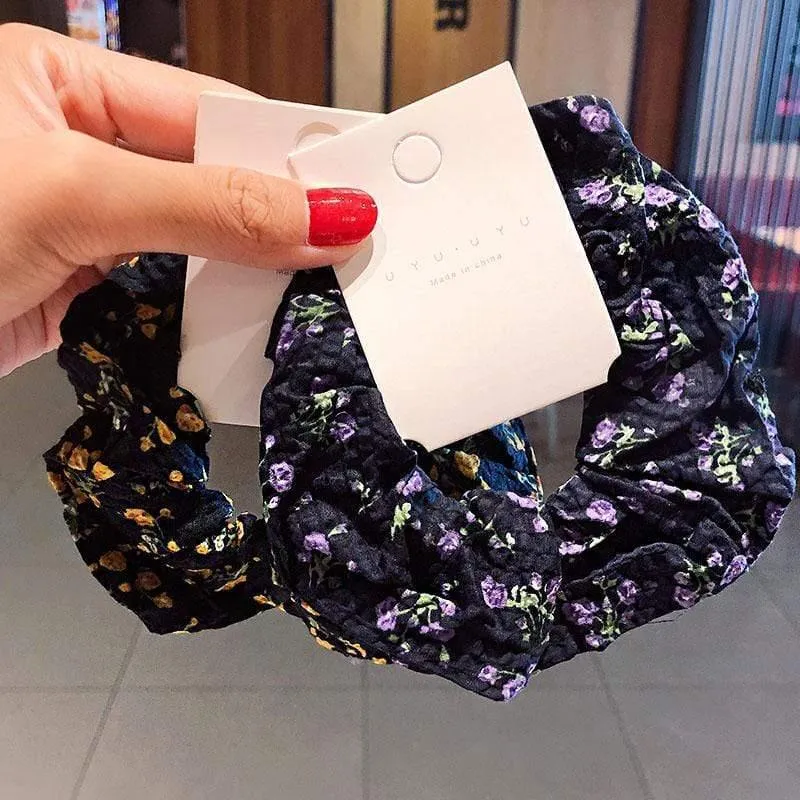 Frauen Elegant Print Blume Elastische Haarbänder Pferdeschwanzhalter Süße Scrunchie Gummibänder Haarhalter Mode Haarschmuck