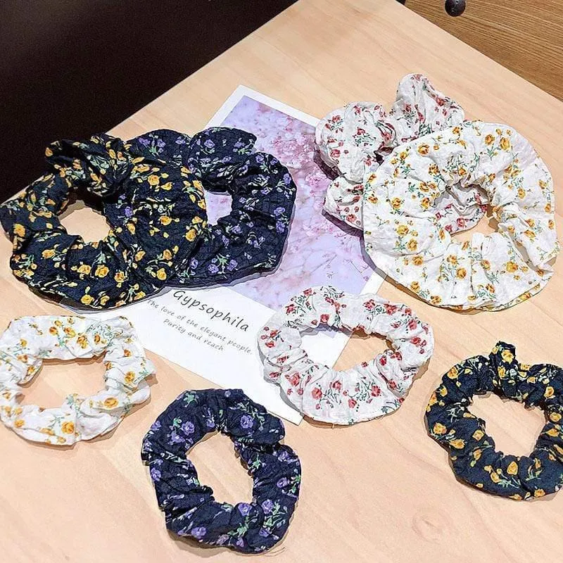 Frauen Elegant Print Blume Elastische Haarbänder Pferdeschwanzhalter Süße Scrunchie Gummibänder Haarhalter Mode Haarschmuck