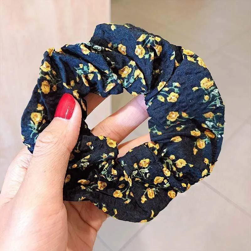 Frauen Elegant Print Blume Elastische Haarbänder Pferdeschwanzhalter Süße Scrunchie Gummibänder Haarhalter Mode Haarschmuck