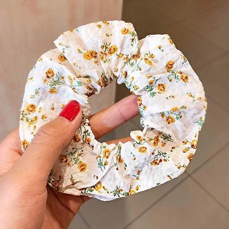 Frauen Elegant Print Blume Elastische Haarbänder Pferdeschwanzhalter Süße Scrunchie Gummibänder Haarhalter Mode Haarschmuck