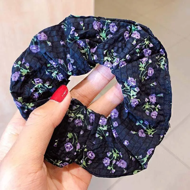 Frauen Elegant Print Blume Elastische Haarbänder Pferdeschwanzhalter Süße Scrunchie Gummibänder Haarhalter Mode Haarschmuck