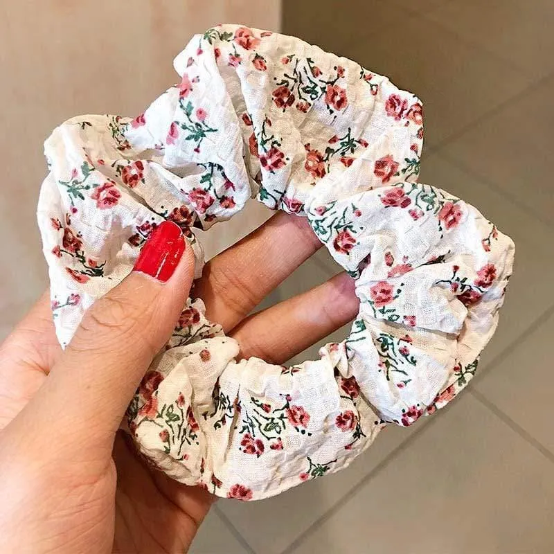 Frauen Elegant Print Blume Elastische Haarbänder Pferdeschwanzhalter Süße Scrunchie Gummibänder Haarhalter Mode Haarschmuck