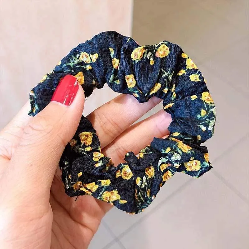 Frauen Elegant Print Blume Elastische Haarbänder Pferdeschwanzhalter Süße Scrunchie Gummibänder Haarhalter Mode Haarschmuck