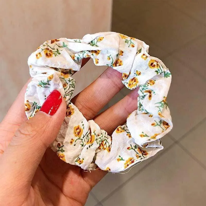Frauen Elegant Print Blume Elastische Haarbänder Pferdeschwanzhalter Süße Scrunchie Gummibänder Haarhalter Mode Haarschmuck