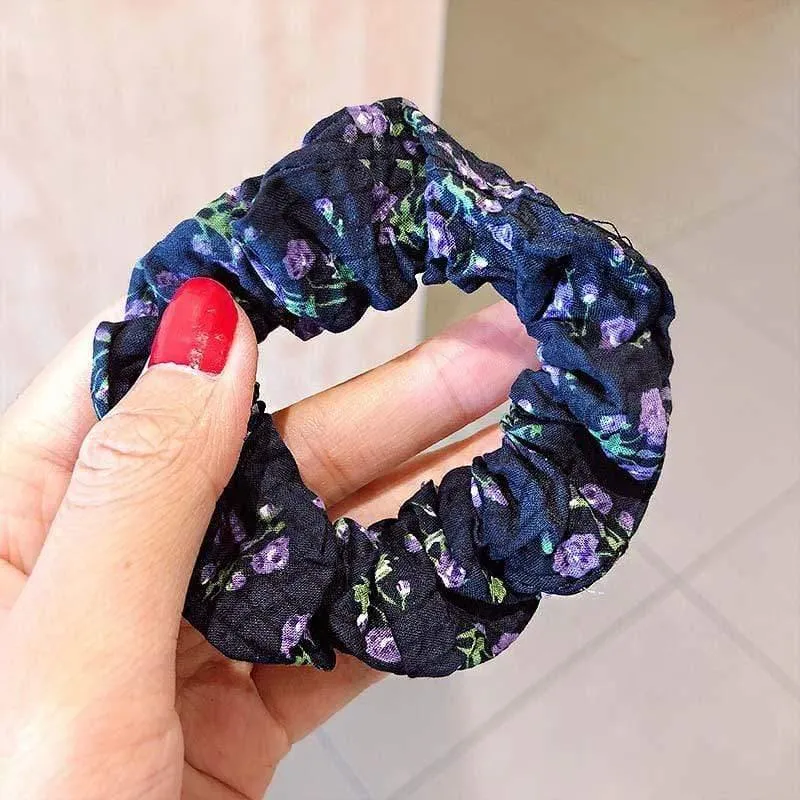 Frauen Elegant Print Blume Elastische Haarbänder Pferdeschwanzhalter Süße Scrunchie Gummibänder Haarhalter Mode Haarschmuck