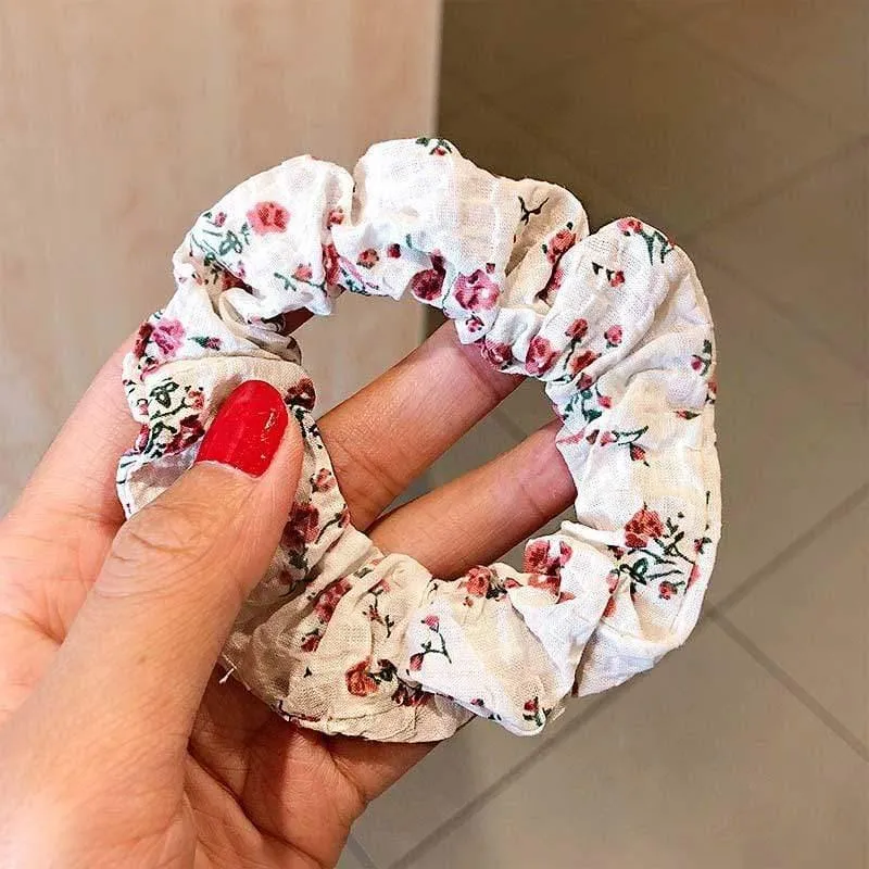 Frauen Elegant Print Blume Elastische Haarbänder Pferdeschwanzhalter Süße Scrunchie Gummibänder Haarhalter Mode Haarschmuck