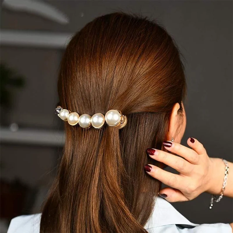 Molans Pearls Solid Banana Haarspangen in Damen-Haar-Accessoires, Pferdeschwanz-Haarspangen, elegante Haarklammern, Haarnadeln