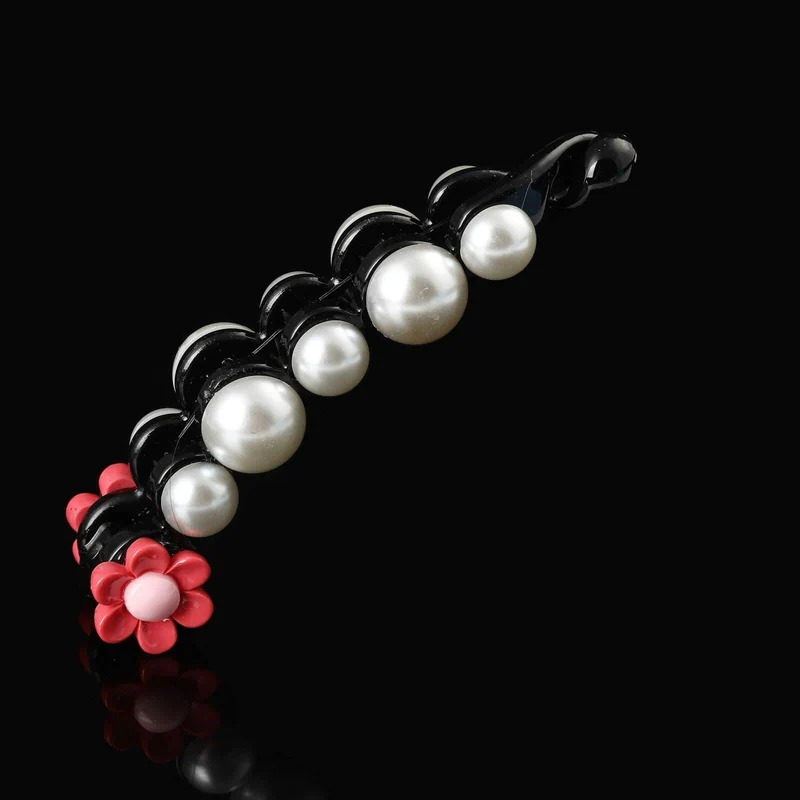 Molans Pearls Solid Banana Haarspangen in Damen-Haar-Accessoires, Pferdeschwanz-Haarspangen, elegante Haarklammern, Haarnadeln