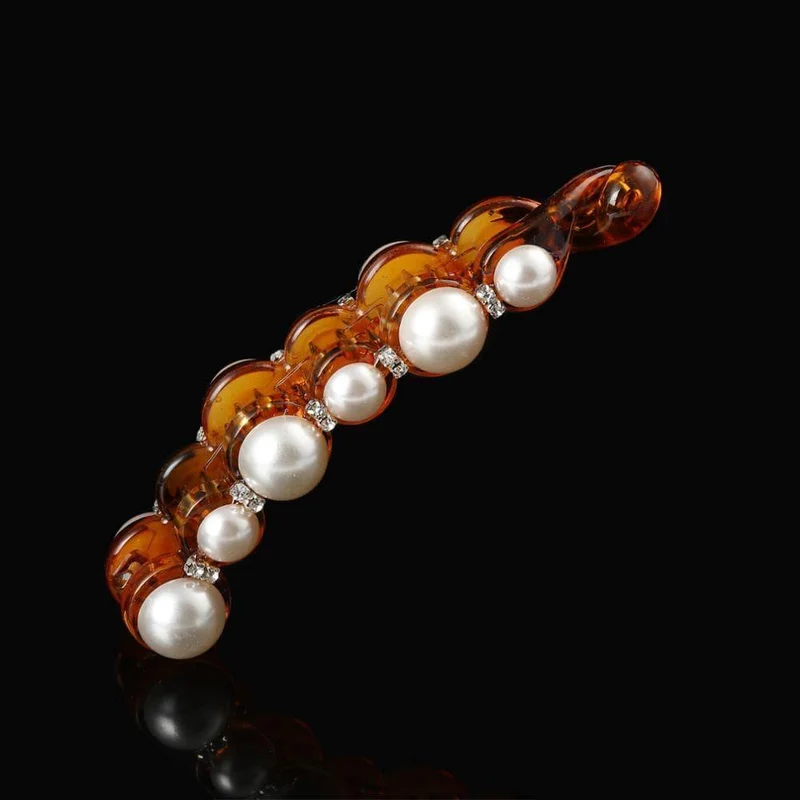 Molans Pearls Solid Banana Haarspangen in Damen-Haar-Accessoires, Pferdeschwanz-Haarspangen, elegante Haarklammern, Haarnadeln
