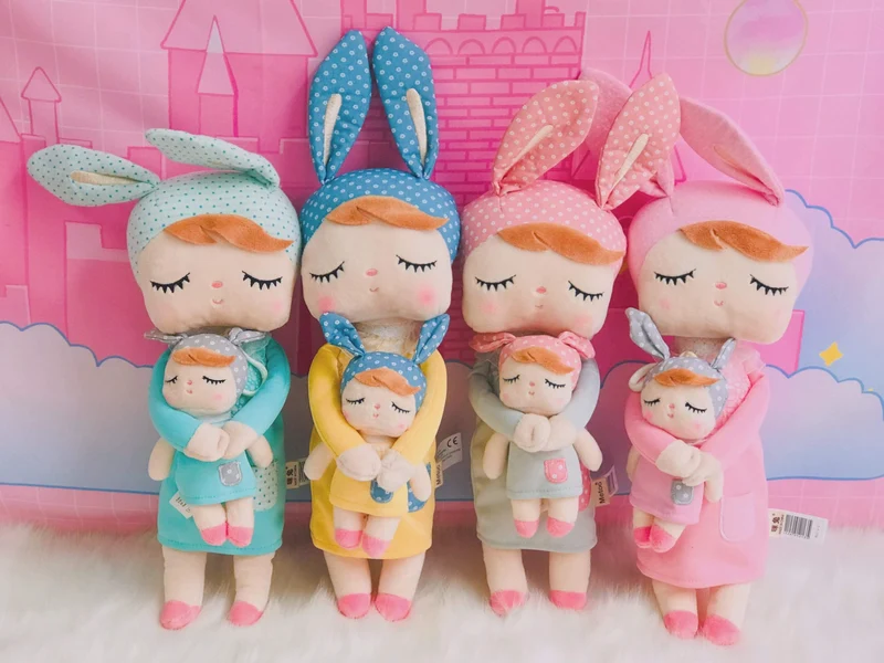 Metoo Puppen Stofftiere Plüschtiere Angela 2 Stück Set Kinderspielzeug für Mädchen Kinder Kawaii Baby Plüsch Cartoon Angela Kaninchen