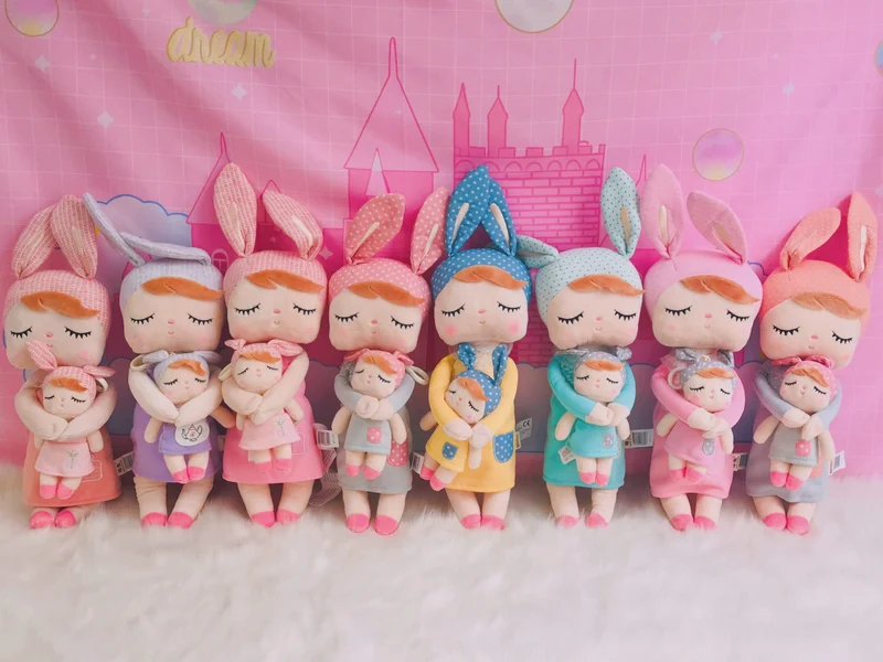 Metoo Puppen Stofftiere Plüschtiere Angela 2 Stück Set Kinderspielzeug für Mädchen Kinder Kawaii Baby Plüsch Cartoon Angela Kaninchen