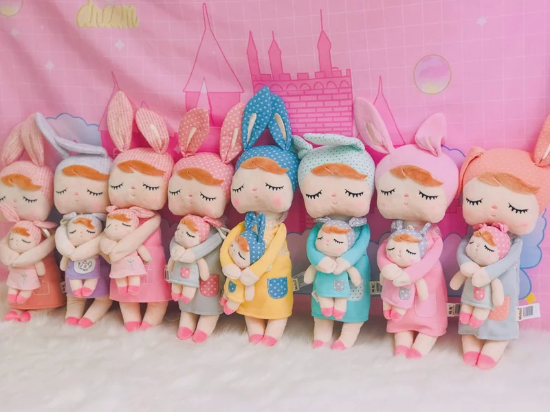 Metoo Puppen Stofftiere Plüschtiere Angela 2 Stück Set Kinderspielzeug für Mädchen Kinder Kawaii Baby Plüsch Cartoon Angela Kaninchen