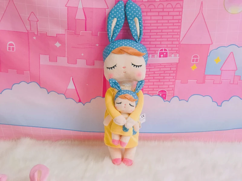 Metoo Puppen Stofftiere Plüschtiere Angela 2 Stück Set Kinderspielzeug für Mädchen Kinder Kawaii Baby Plüsch Cartoon Angela Kaninchen