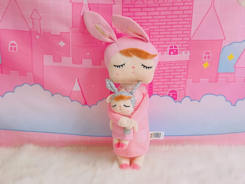 Metoo Puppen Stofftiere Plüschtiere Angela 2 Stück Set Kinderspielzeug für Mädchen Kinder Kawaii Baby Plüsch Cartoon Angela Kaninchen