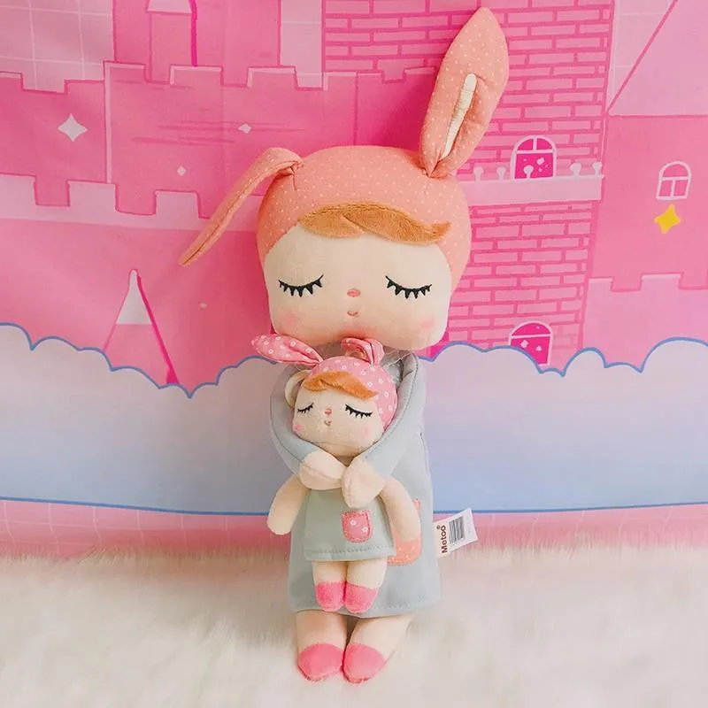 Metoo Puppen Stofftiere Plüschtiere Angela 2 Stück Set Kinderspielzeug für Mädchen Kinder Kawaii Baby Plüsch Cartoon Angela Kaninchen