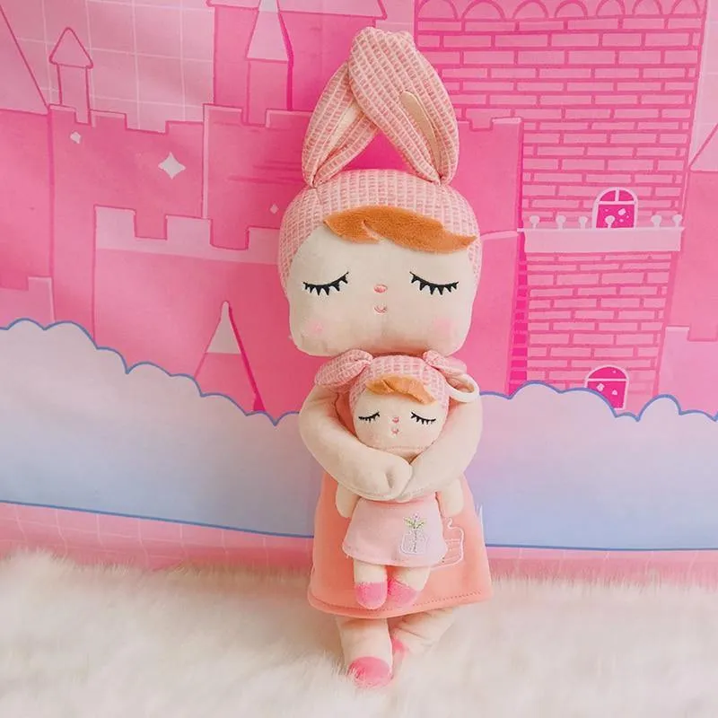 Metoo Puppen Stofftiere Plüschtiere Angela 2 Stück Set Kinderspielzeug für Mädchen Kinder Kawaii Baby Plüsch Cartoon Angela Kaninchen