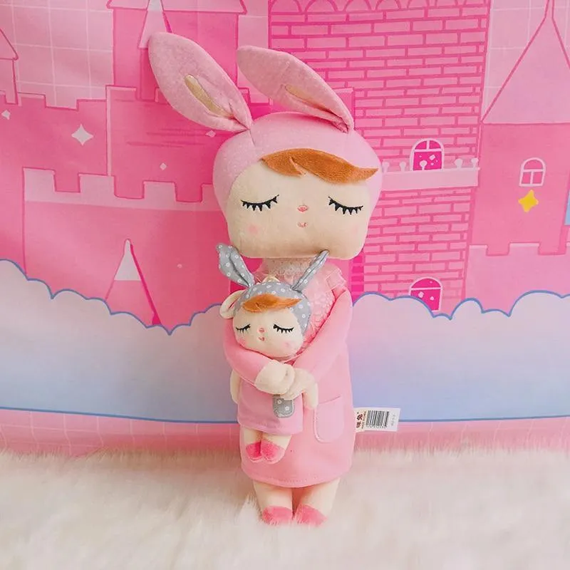 Metoo Puppen Stofftiere Plüschtiere Angela 2 Stück Set Kinderspielzeug für Mädchen Kinder Kawaii Baby Plüsch Cartoon Angela Kaninchen