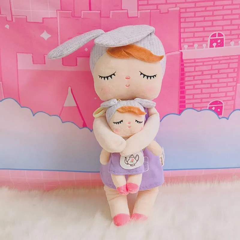 Metoo Puppen Stofftiere Plüschtiere Angela 2 Stück Set Kinderspielzeug für Mädchen Kinder Kawaii Baby Plüsch Cartoon Angela Kaninchen