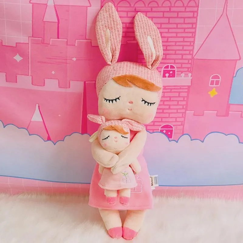 Metoo Puppen Stofftiere Plüschtiere Angela 2 Stück Set Kinderspielzeug für Mädchen Kinder Kawaii Baby Plüsch Cartoon Angela Kaninchen