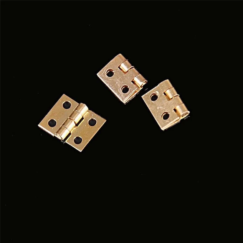 20 Stück Schranktürscharniere mit Nägeln, vermessingt, Mini-Scharnier, kleiner dekorativer Schmuck, Holzkiste, Möbelzubehör, 8 mm x 10 mm