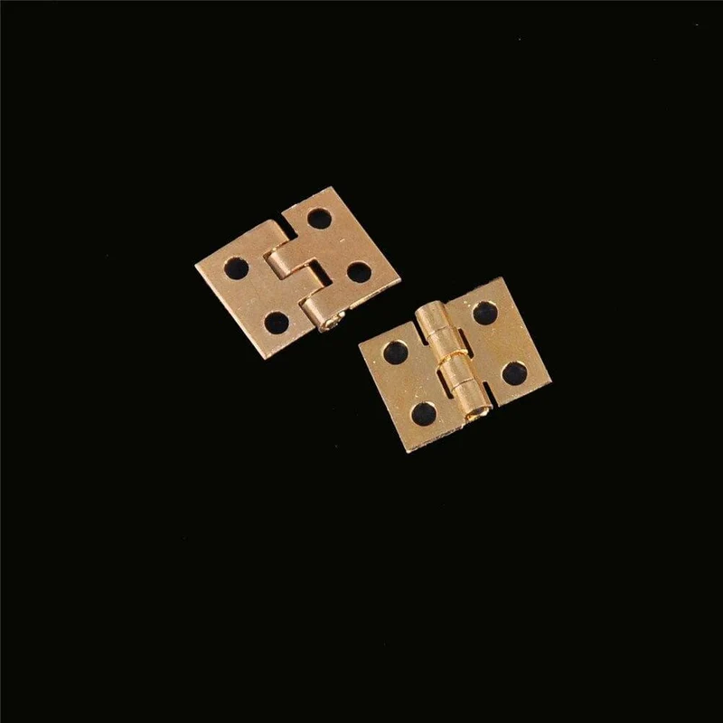 20 Stück Schranktürscharniere mit Nägeln, vermessingt, Mini-Scharnier, kleiner dekorativer Schmuck, Holzkiste, Möbelzubehör, 8 mm x 10 mm