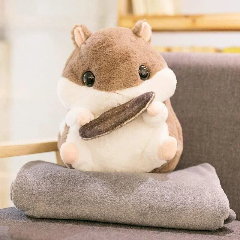 40 cm Hamsterspielzeug, süßer Hamsterplüsch mit Decke, 3-in-1, multifunktionales Tier-Wurfkissen, Hamsterhand, warme, weiche Puppe, Kindergeschenk