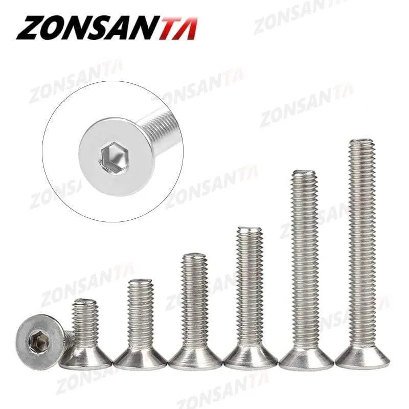 M2 M2.5 M3 M4 M5 M6 Din7991 304 Edelstahlschraube Sechskant Innensechskant Flachkopf Senkschraube Möbel Schrauben