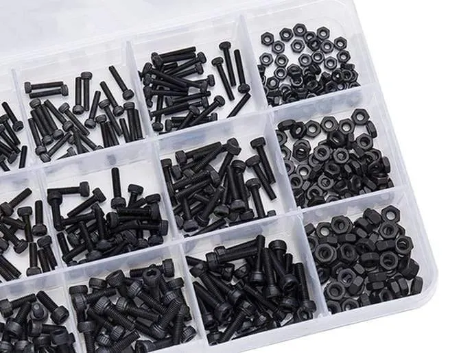 480 Teile/satz M2 M2.5 M3 DIN912 Schwarz Hochfeste 12.9 Ebene Legierung Stahl Schraube Innensechskant Schrauben Auto Möbel HW024
