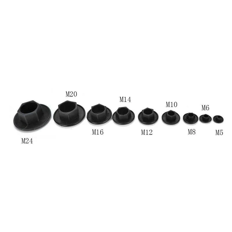 20PCS Schwarz Innensechskant Innensechskantschraube Schraubmutter Sechskantkopfabdeckung Kappenschutz Befestigungselemente Schrauben Abdeckkappen M5-M24
