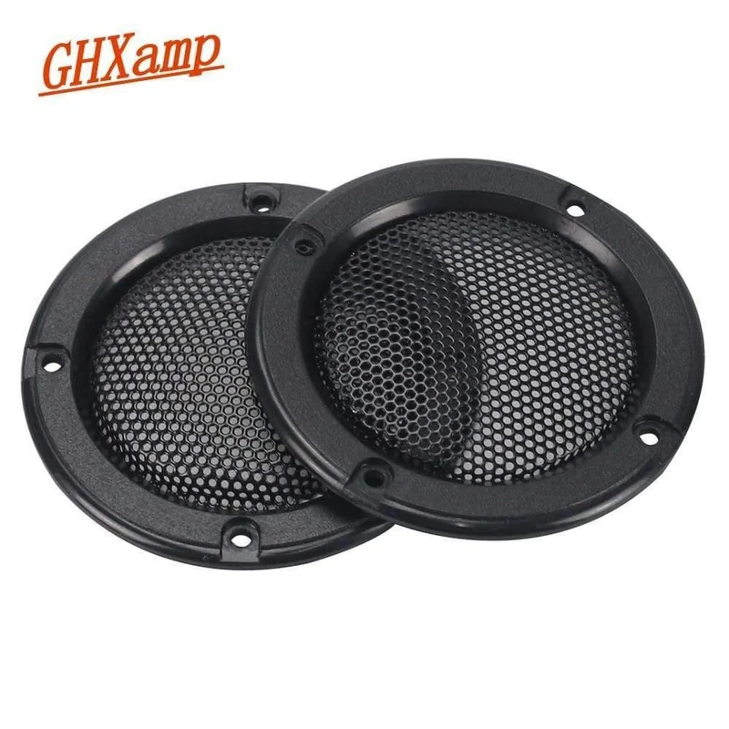 GHXAMP 2PCS 2 Zoll schwarz Auto Lautsprecher Grill Mesh Gehäuse Netz Schutzhülle DIY Lautsprecher Zubehör