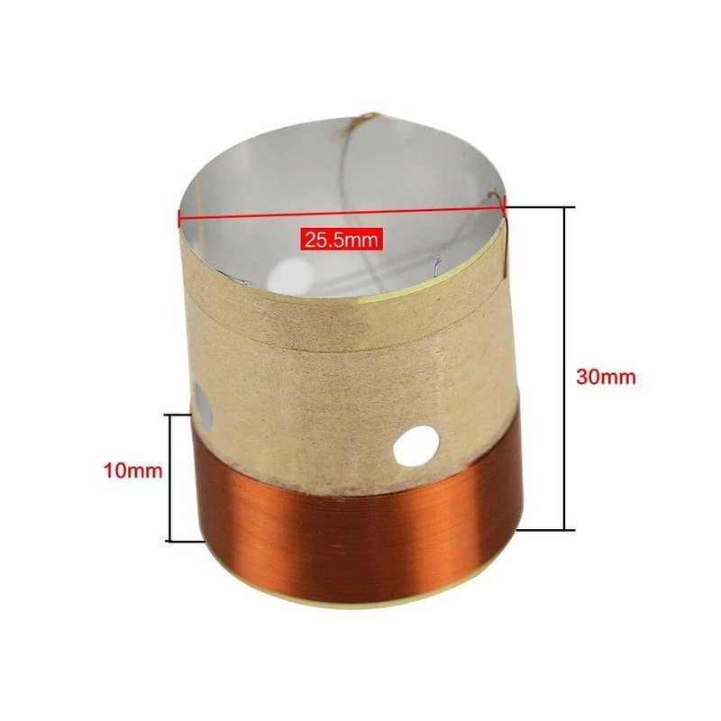 GHXAMP 25.5 MM Core BASS Schwingspule 8 Ohm weißes Aluminium mit Schallluftauslassloch für 4 Zoll-10 Zoll Lautsprecher Reparatur DIY 1 Paar