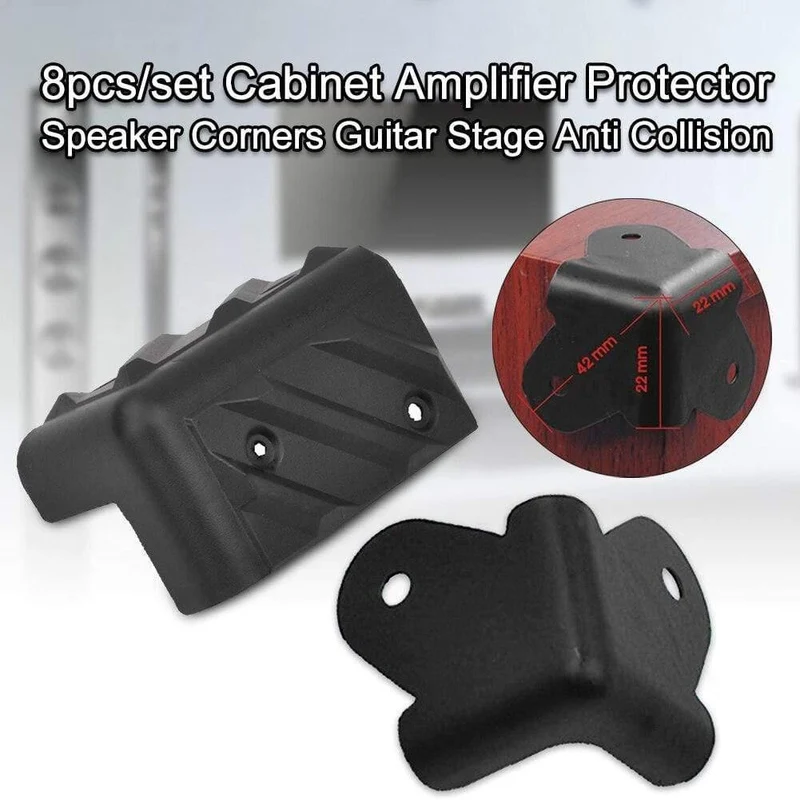 8 Stück / Set Gitarrenbühne Soundbox Zubehör Anti-Kollision Schwarz Gehäuse Lautsprecher Ecken Ersatz Hard Amplifier Protector