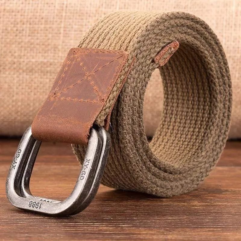 Leinwandgürtel Männer Designer Gürtelfalle Doppelringschnalle Männlich Lässig Massiv Gestrickt Jean Gürtel Dropshiping