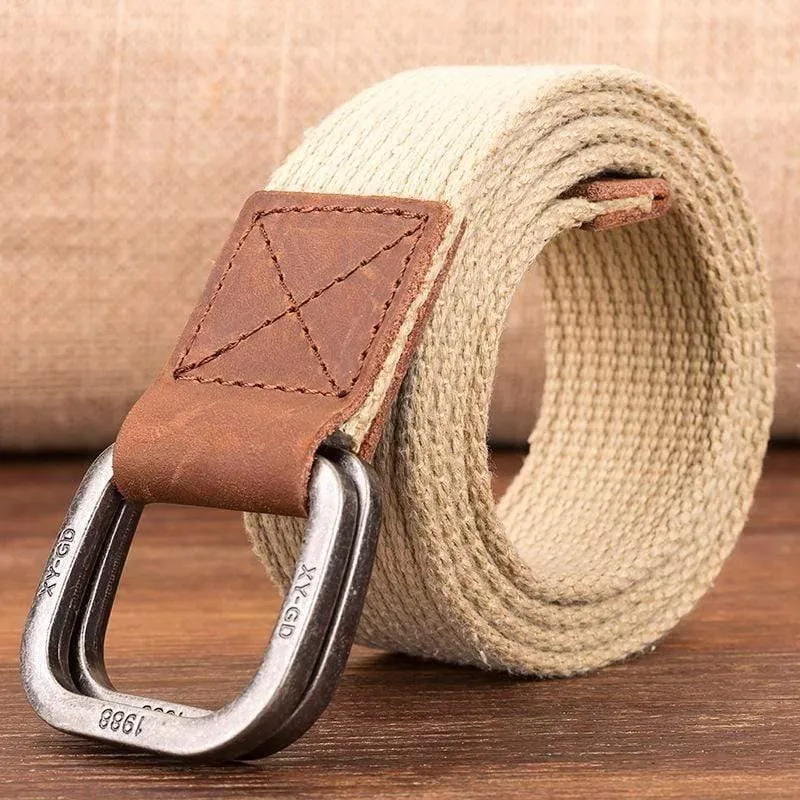 Leinwandgürtel Männer Designer Gürtelfalle Doppelringschnalle Männlich Lässig Massiv Gestrickt Jean Gürtel Dropshiping