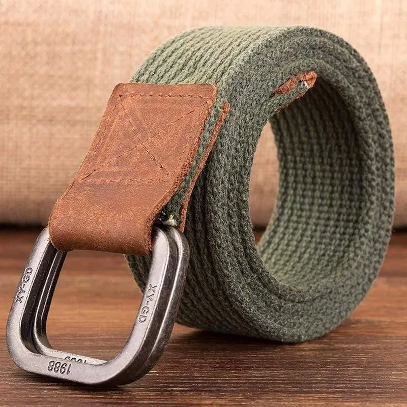 Leinwandgürtel Männer Designer Gürtelfalle Doppelringschnalle Männlich Lässig Massiv Gestrickt Jean Gürtel Dropshiping