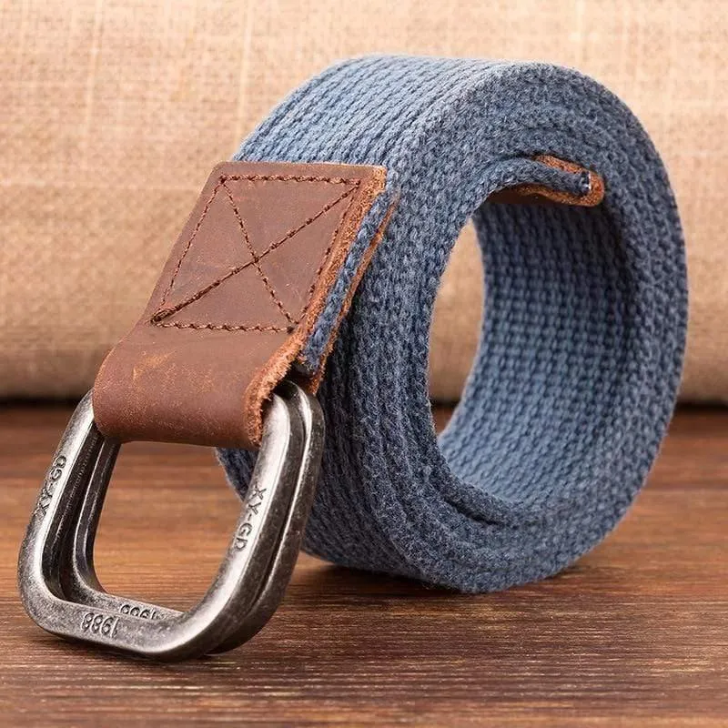 Leinwandgürtel Männer Designer Gürtelfalle Doppelringschnalle Männlich Lässig Massiv Gestrickt Jean Gürtel Dropshiping