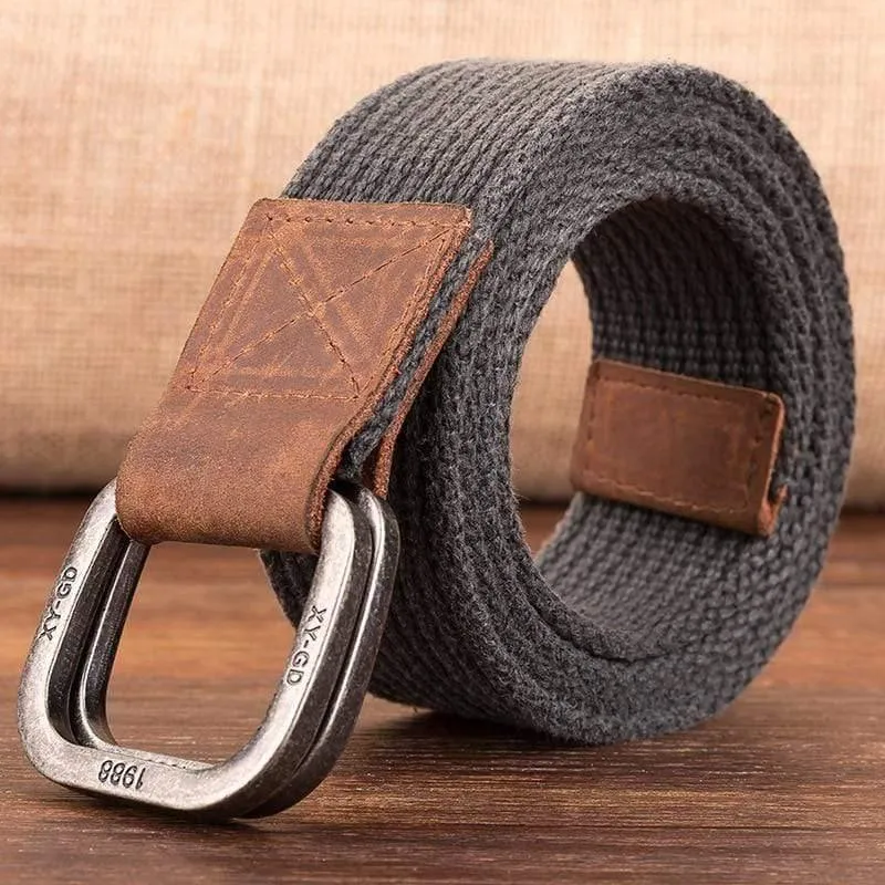 Leinwandgürtel Männer Designer Gürtelfalle Doppelringschnalle Männlich Lässig Massiv Gestrickt Jean Gürtel Dropshiping