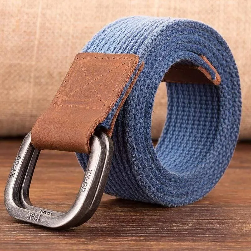 Leinwandgürtel Männer Designer Gürtelfalle Doppelringschnalle Männlich Lässig Massiv Gestrickt Jean Gürtel Dropshiping