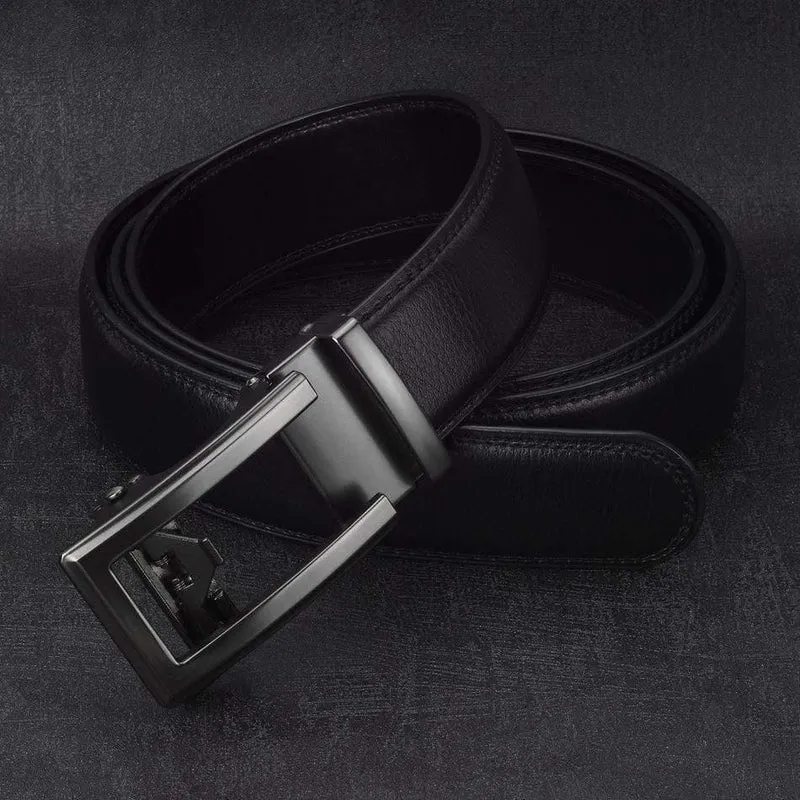 3.5 cm Kuh Echtleder Herren Gürtel Rindsleder Riemen für männliche Ratsche Automatische Schnallengürtel für Männer Brand Designer Gürtel