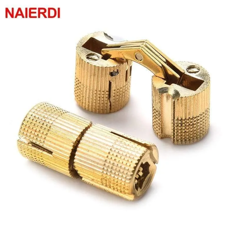 4 STÜCKE NAIERDI Kupfer Messing Möbel Scharniere 8-18mm zylindrisch versteckter Schrank verdeckt unsichtbare Türkasten Scharniere für Hardware
