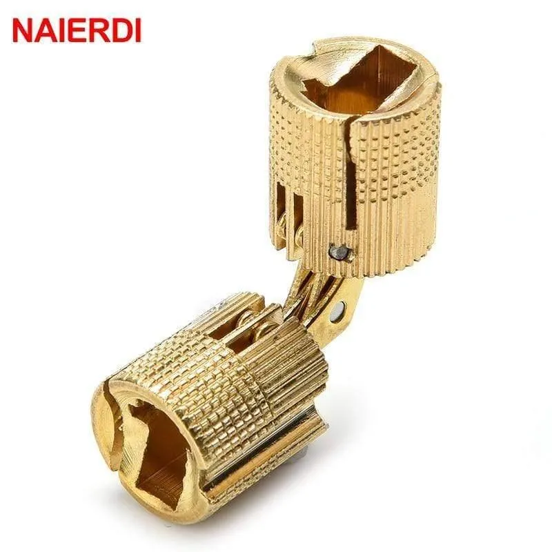 4 STÜCKE NAIERDI Kupfer Messing Möbel Scharniere 8-18mm zylindrisch versteckter Schrank verdeckt unsichtbare Türkasten Scharniere für Hardware